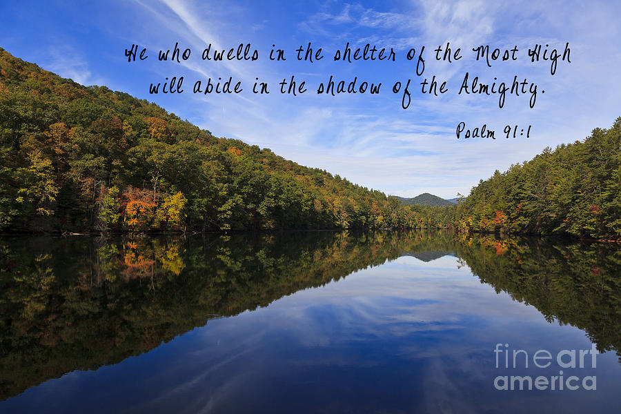 Lake Reflections with Scripture Photograph by Jill Lang