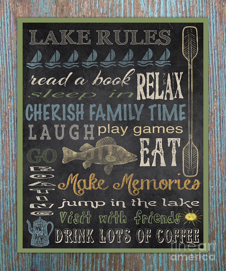 Lake Rules-Relax-Blue Painting by Jean Plout