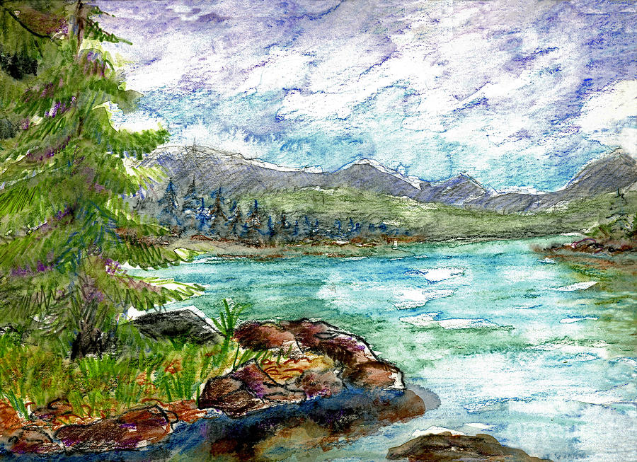 Lake Scene Painting by Ellen Miffitt