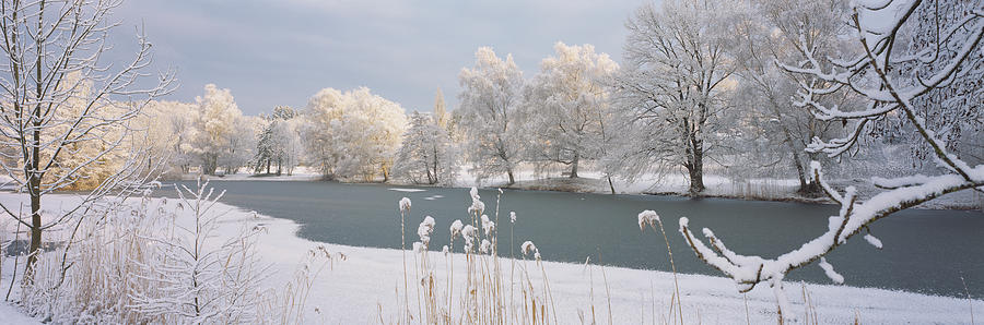 Winter Photograph - Lake Schubelweiher Kusnacht Switzerland by Panoramic Images