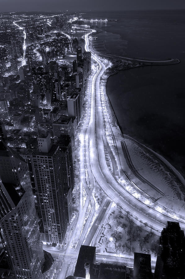 Lake Shore Drive Aerial  B And  W Photograph