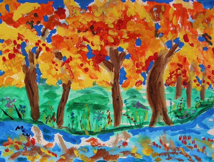 Lake Shore Trees Painting by Mary Carol Williams