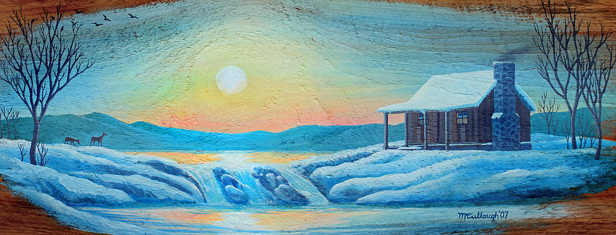 Lake Sunrise and the old Cabin Painting by Duane McCullough