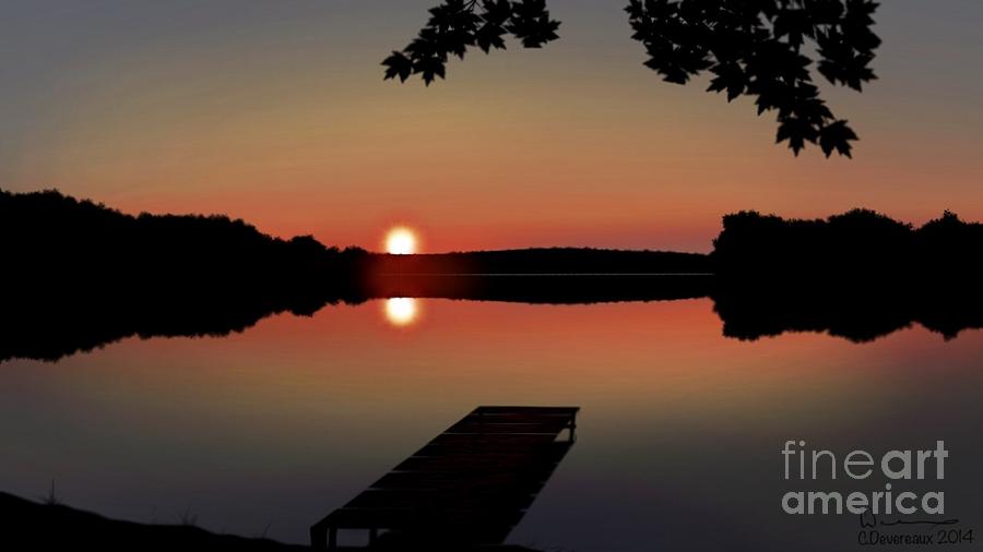 Sunset Digital Art - Lake Sunset by Chuck Devereaux Art