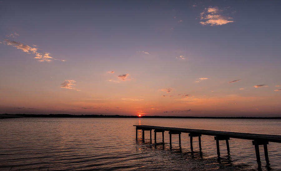 Lake Sunset over Pier Photograph by Todd Aaron