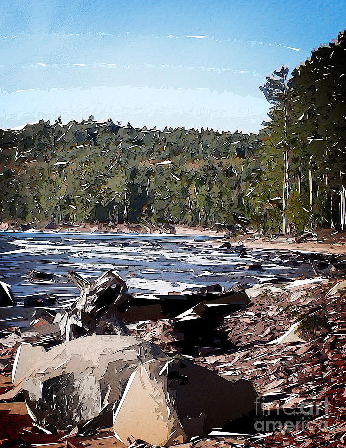 Lake Superior Shoreline Abstract Digital Art by Phil Perkins