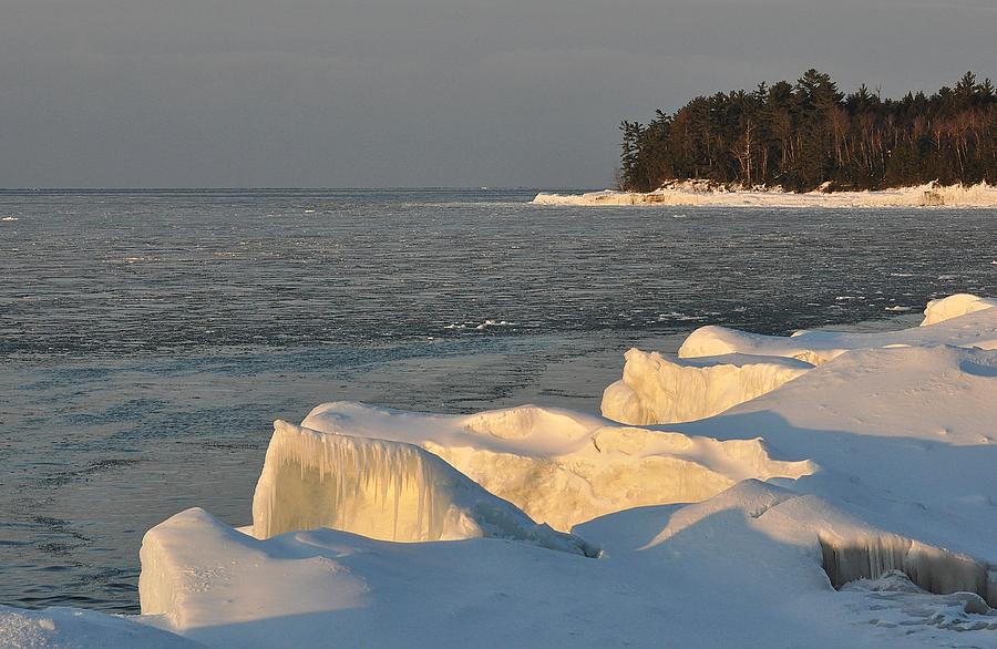 Lake Superior Winter Sunset Photograph by Kathryn Lund Johnson