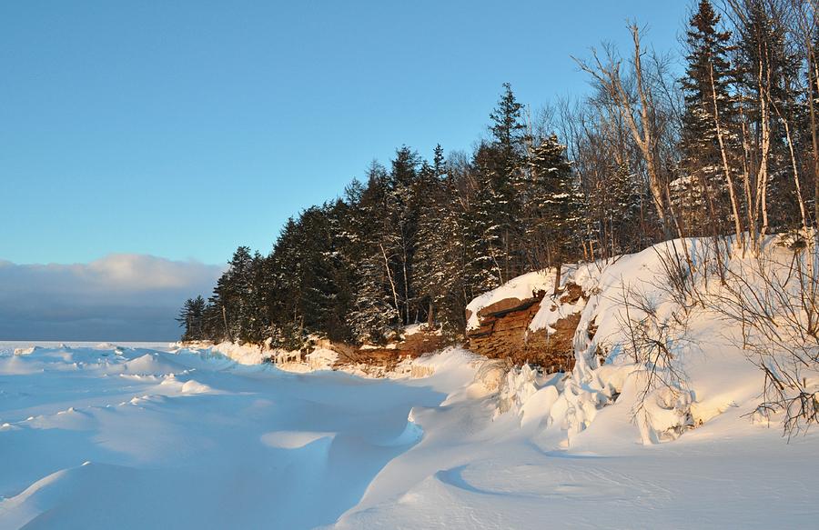 Lake Superior Winter Sunset Shoreline Photograph by Kathryn Lund Johnson