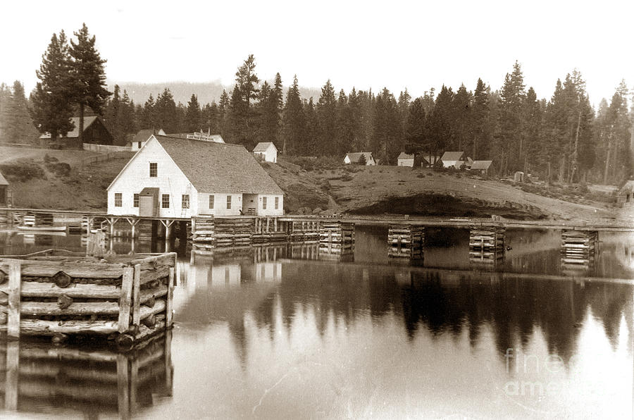 Pier Photograph - Post Office, Lake Tahoe California circa 1890 by Monterey County Historical Society