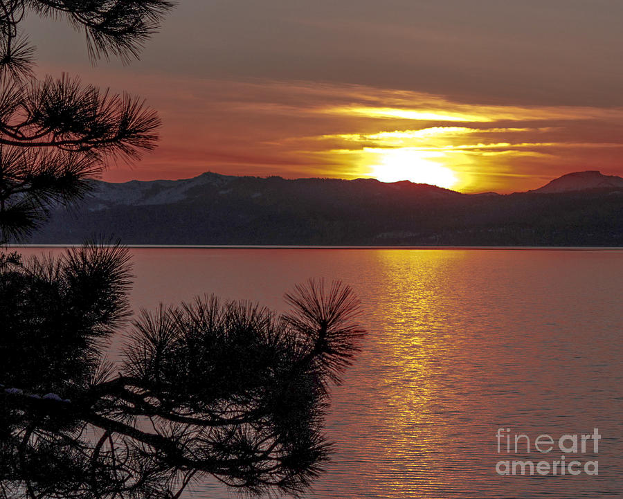 Lake Tahoe Sunset Digital Art by L J Oakes