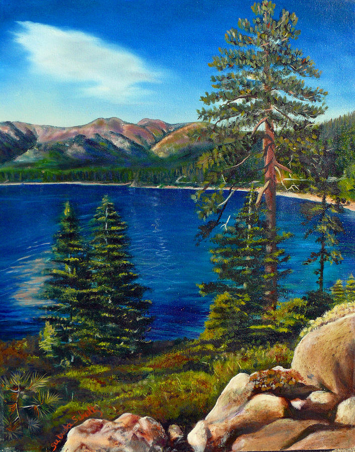 Chrystal Blue Lake Tahoe Painting by Susan Duda