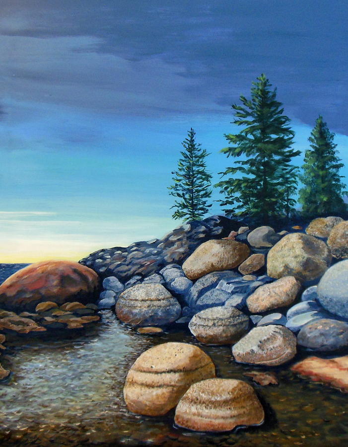 Sunset Painting - Lake Tahoe Tumble by Janet Glatz