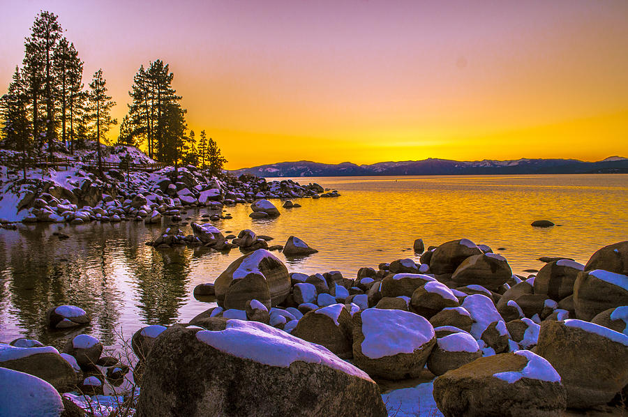 Sunset Photograph - Lake Tahoe Winter Sunset by Brandon McClintock