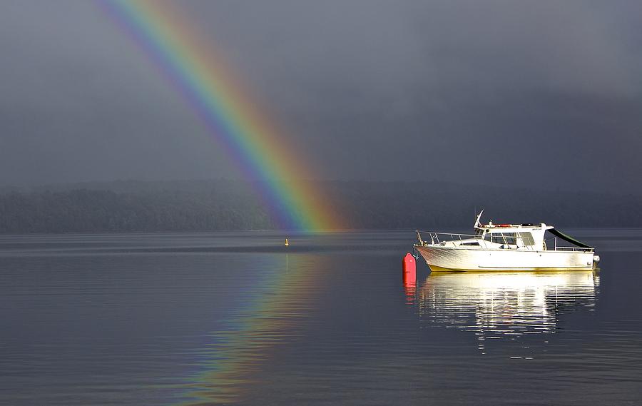 Lake Te Anau Rainbows After Rainstorm Photograph by Venetia Featherstone-Witty