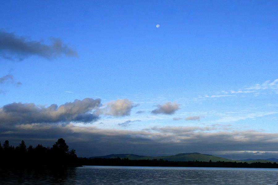 Sunset Photograph - Lake Umbagog Mountain Moon  by Neal Eslinger