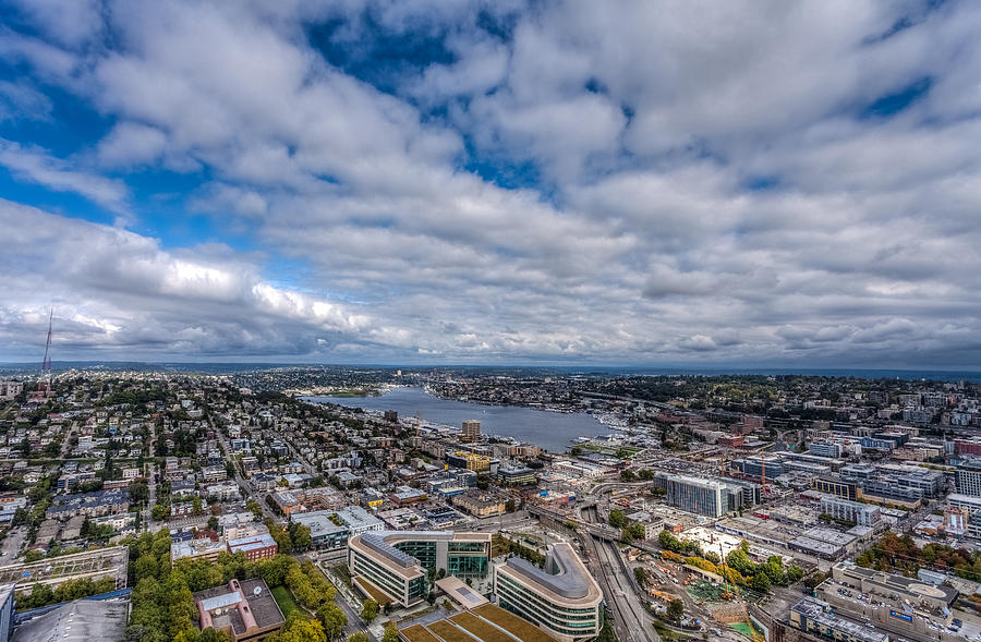 Lake Union from Space Needle Photograph by Tommy Farnsworth