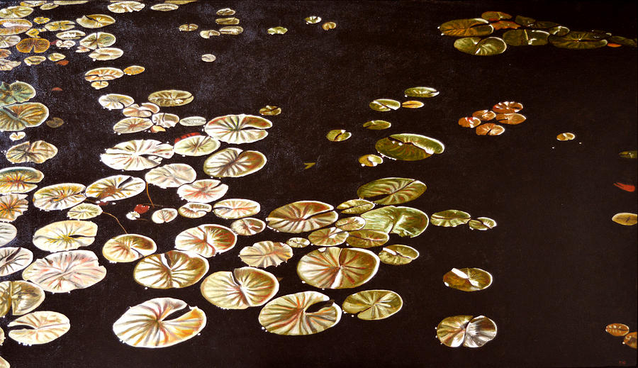 Lake Washington Lily Pad 10 Painting by Thu Nguyen