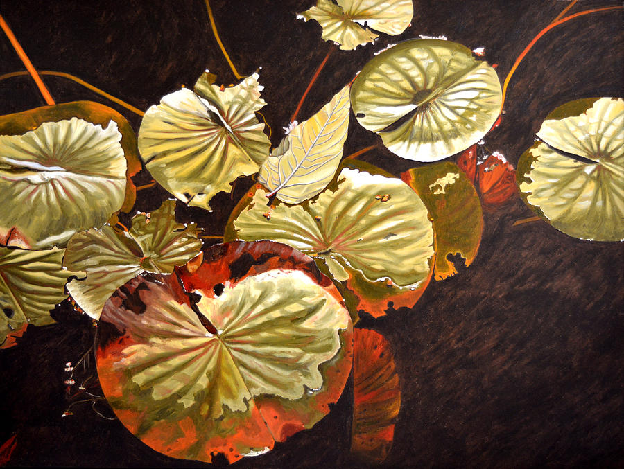 Lake Washington Lily Pad 11 Painting by Thu Nguyen