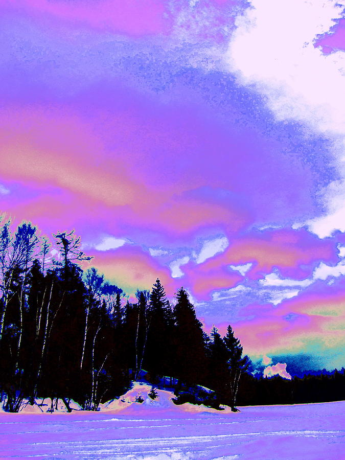 Winter  Snow Sky  Digital Art by Priscilla Batzell Expressionist Art Studio Gallery