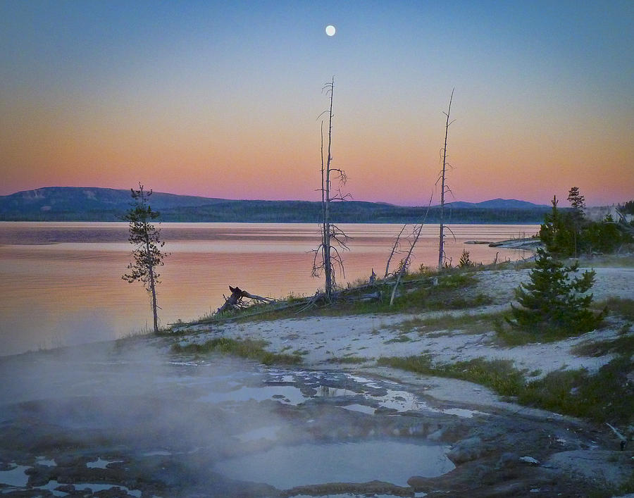 Lake Yellowstone Sunset Moonrise Photograph by Dean Ginther