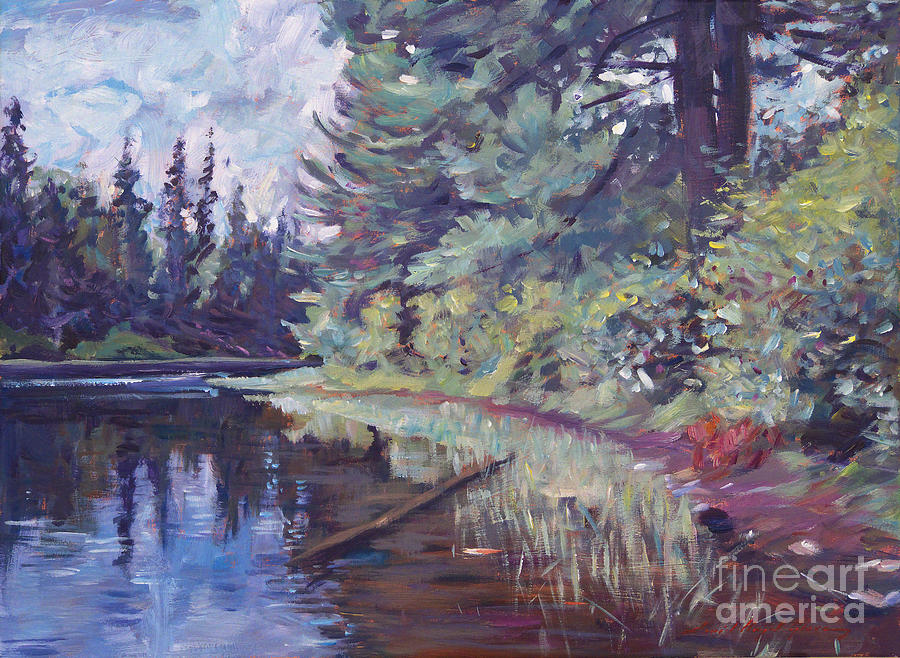 Lakes Edge  Painting by David Lloyd Glover