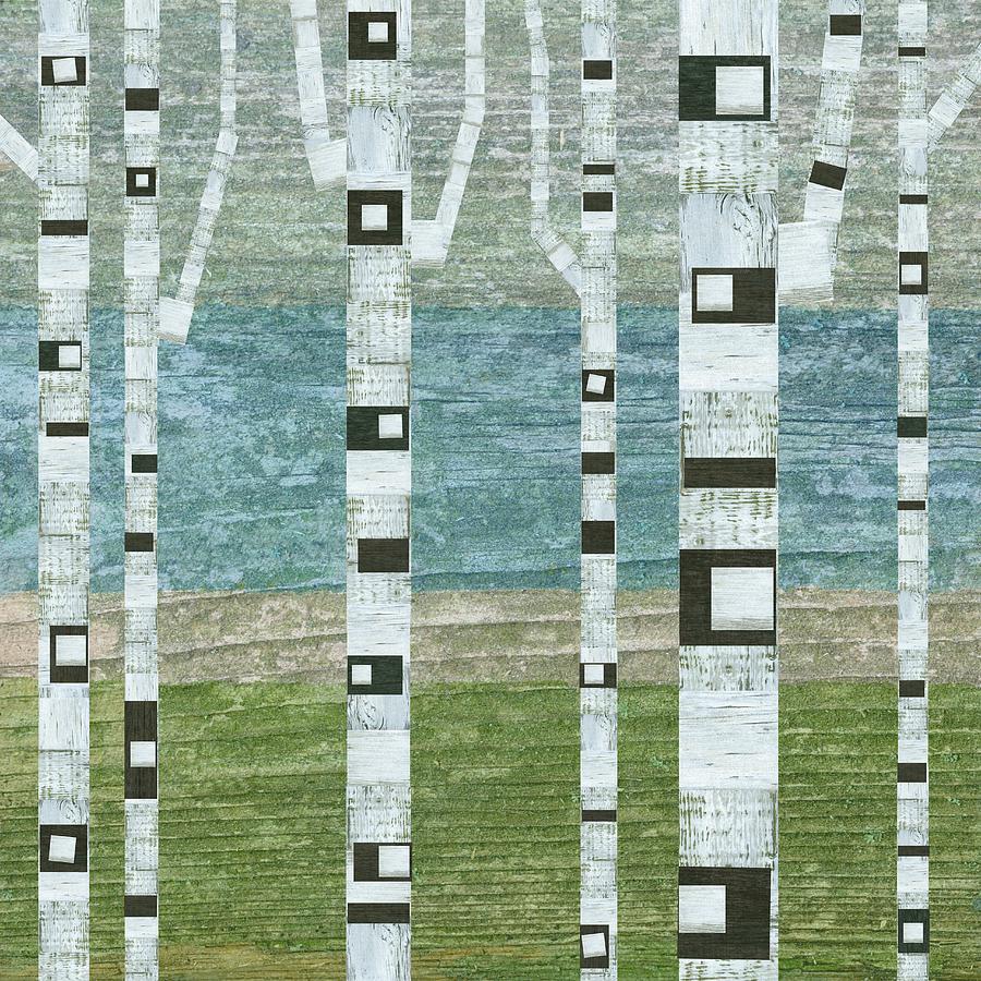 Lakeside Birches Digital Art