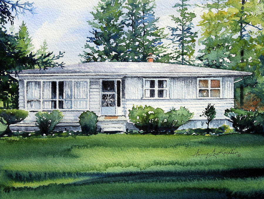 Lakeside Cottage Painting by Hanne Lore Koehler