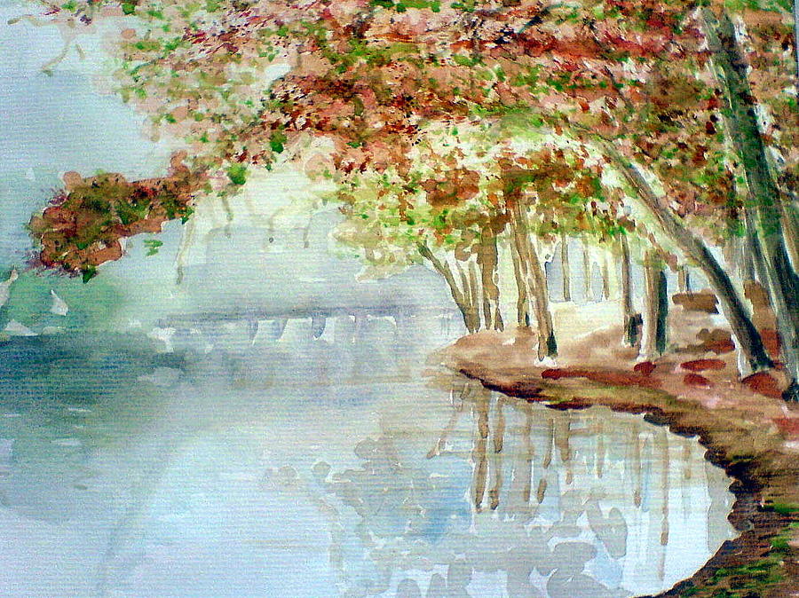 Lakeside in the Carolinas Painting by AHONU Aingeal Rose