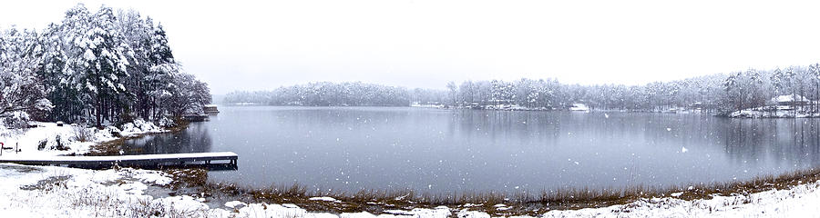 Winter Photograph - Lakeside in the Winter Snow by Norma Brock