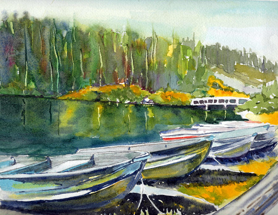 Lakeside Rowboats Painting