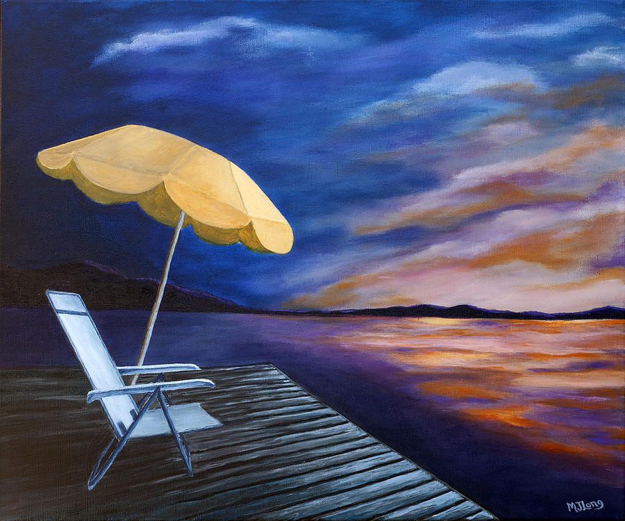 Landscape Painting - Lakeside Sunset by Michelle Joseph-Long