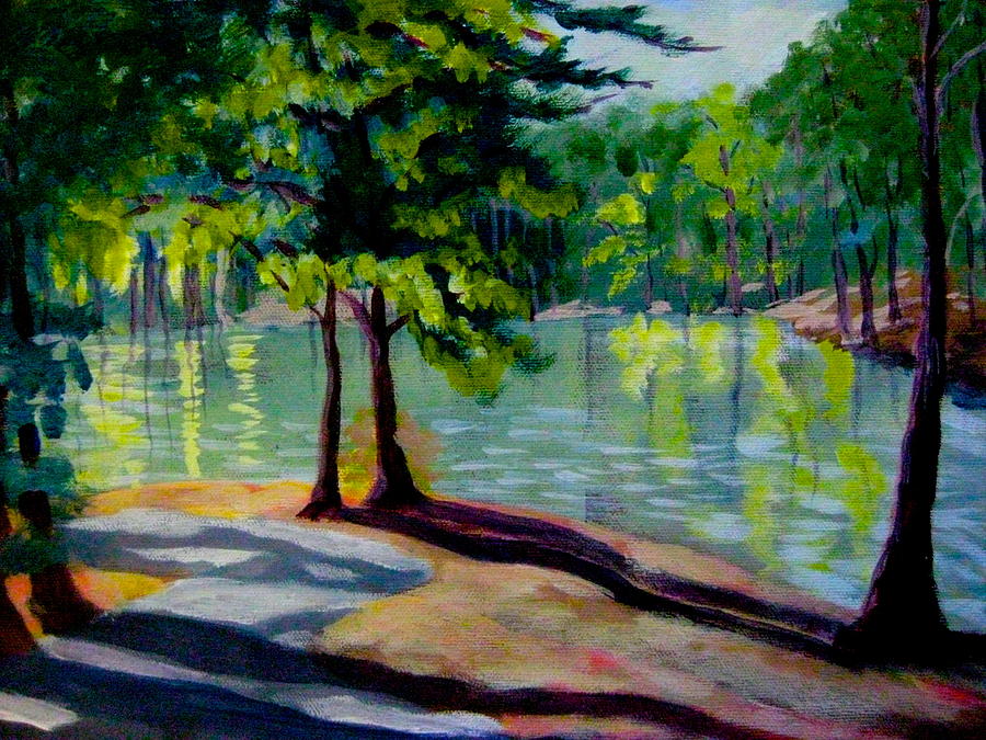Lakeside Trail Enhanced Painting by Gretchen Allen