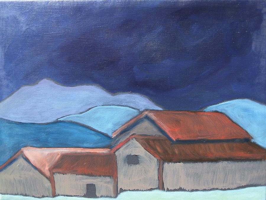 Barn Painting - Lakeville Rd. Barns Under Mt. Tamalpais by Molly Fisk
