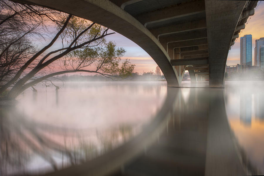 Austin Skyline Photograph - Lamar Bridge at Lady Bird Lake in Austin Texas 1 by Rob Greebon
