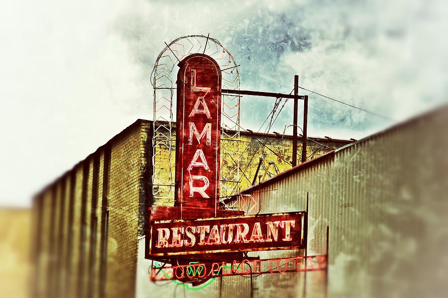 Lamar Restaurant Sign Photograph by Jim Albritton