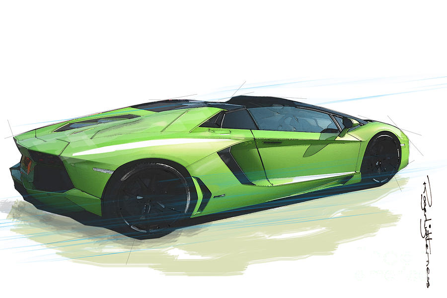 Lamborghini Aventador Roadster Digital Art by Roger Lighterness