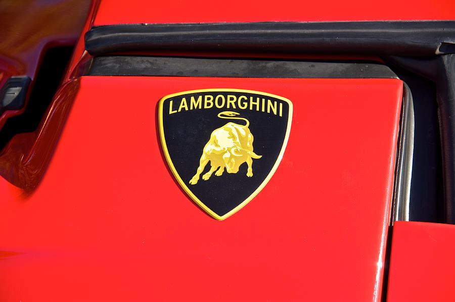 Lamborghini Shield on Black Photograph by Dave Koontz