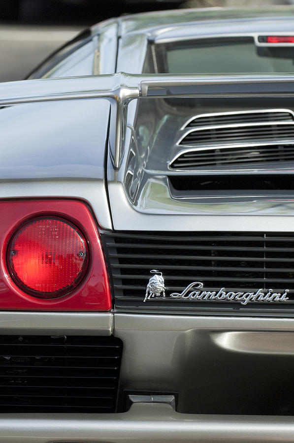 Car Photograph - Lamborghini Taillight Emblem by Jill Reger