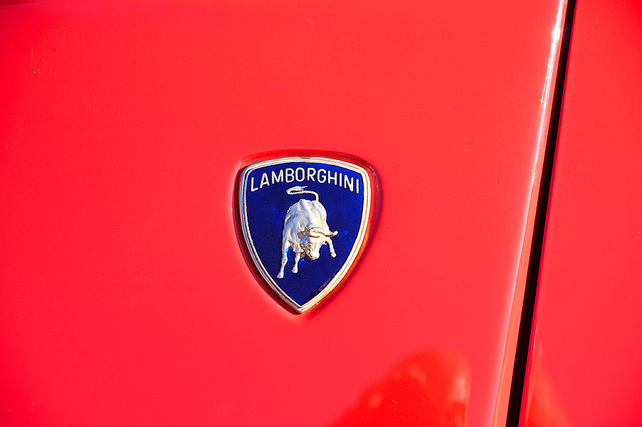 Lamborgini Shield on Blue Photograph by Dave Koontz