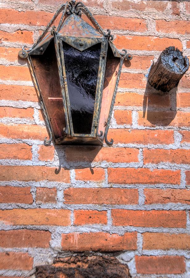 Lamp on Wall 31786 Photograph by Jerry Sodorff