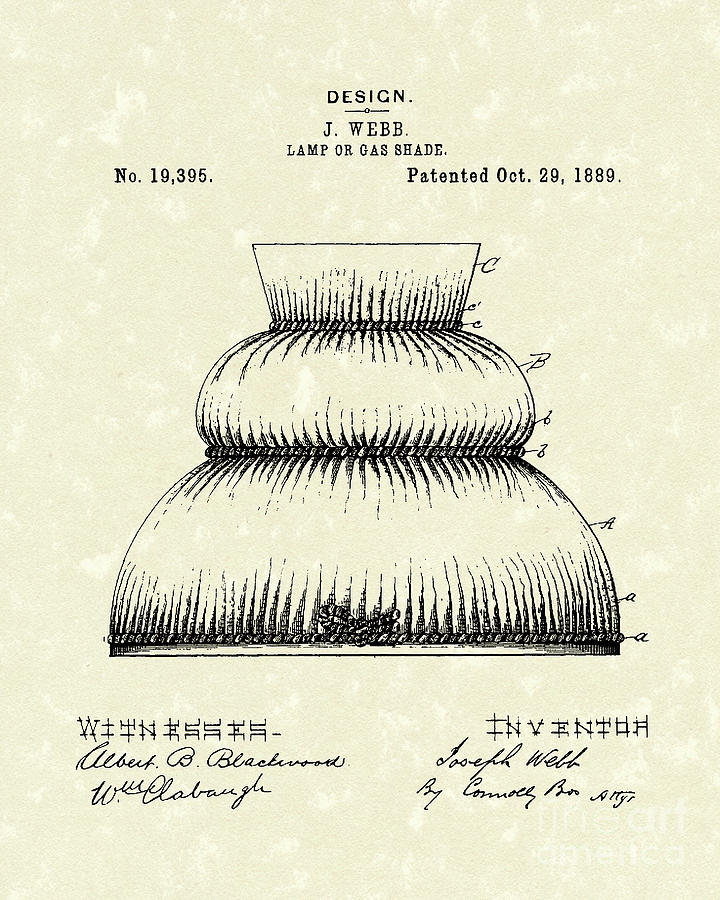 Lamp Shade 1889 Patent Art Drawing by Prior Art Design