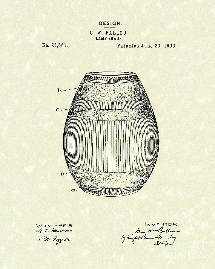 Lamp Shade 1896 Patent Art Drawing by Prior Art Design