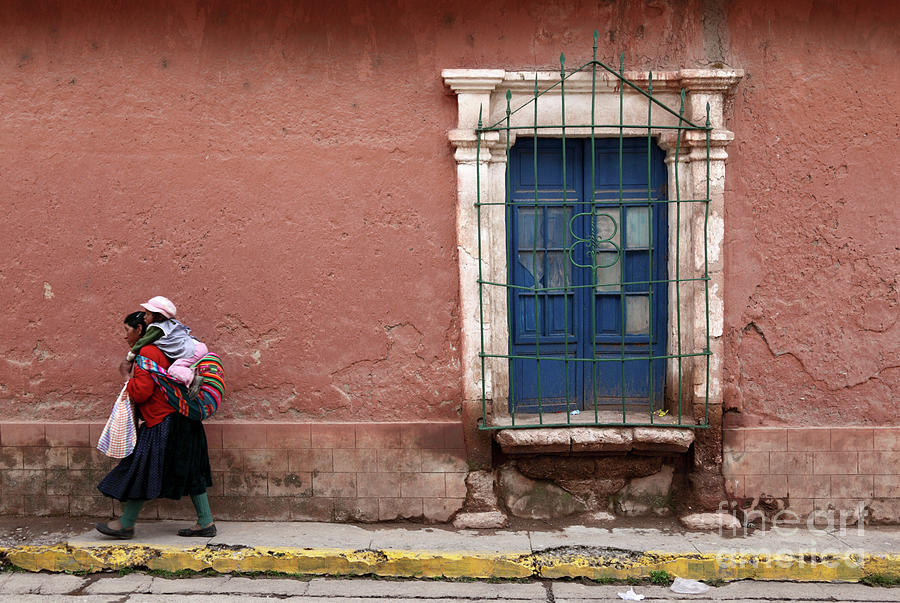Peruvian Woman and Baby in Lampa Village Peru Photograph by James Brunker