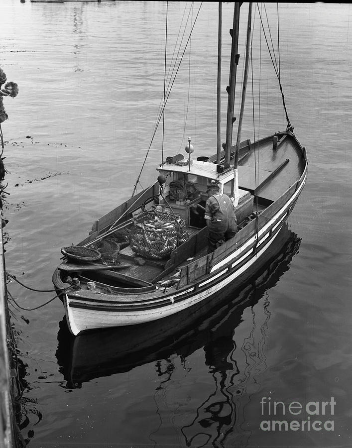 Boat Photograph - Lampara fishing  boat in Monterey Harbor 1940 by Monterey County Historical Society
