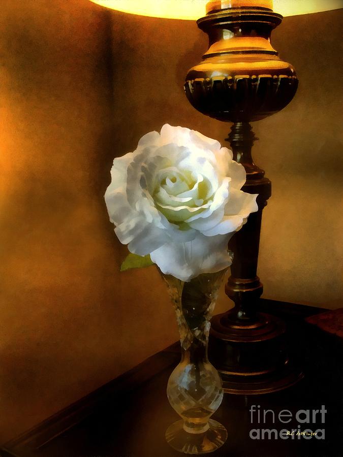 Lamplight Rose Painting by RC DeWinter