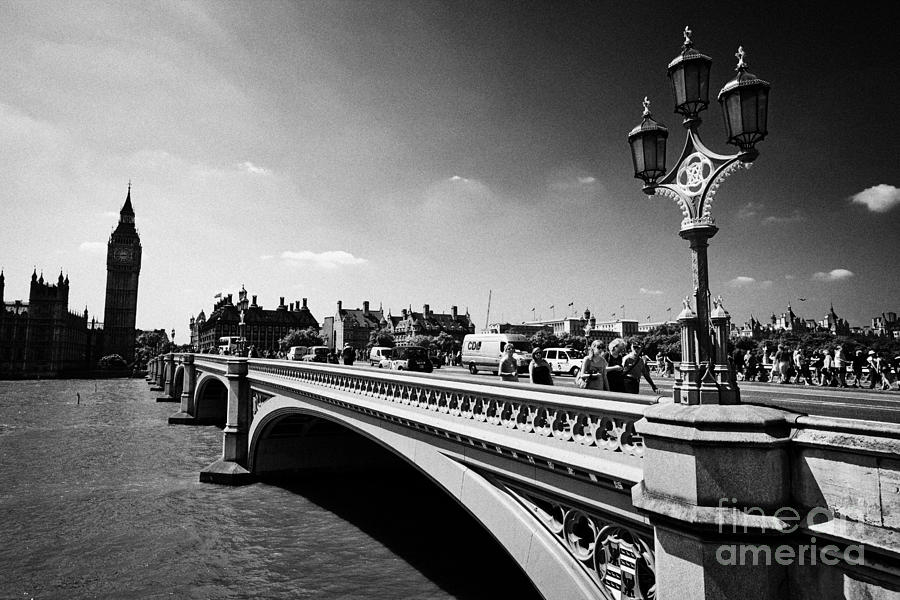 Westminster Photograph - lampost on westminster bridge central London England UK by Joe Fox