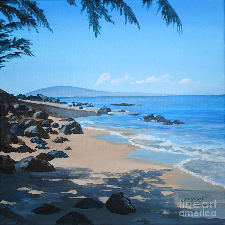 Lanai from Napili Beach Painting by Suzanne Schaefer