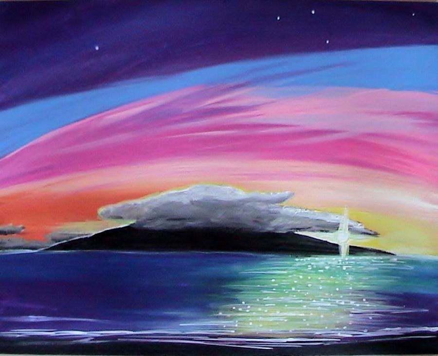 Sunset Painting - Lanai Sunset Pink by Suzanne D MacAdam