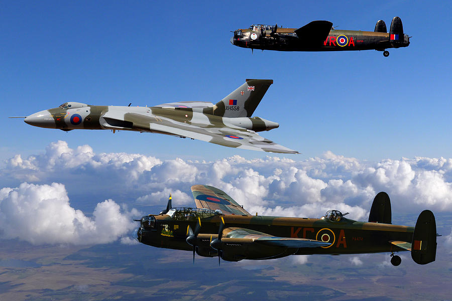 Lancaster Bombers And Vulcan Xh558 Photograph by Ken Brannen