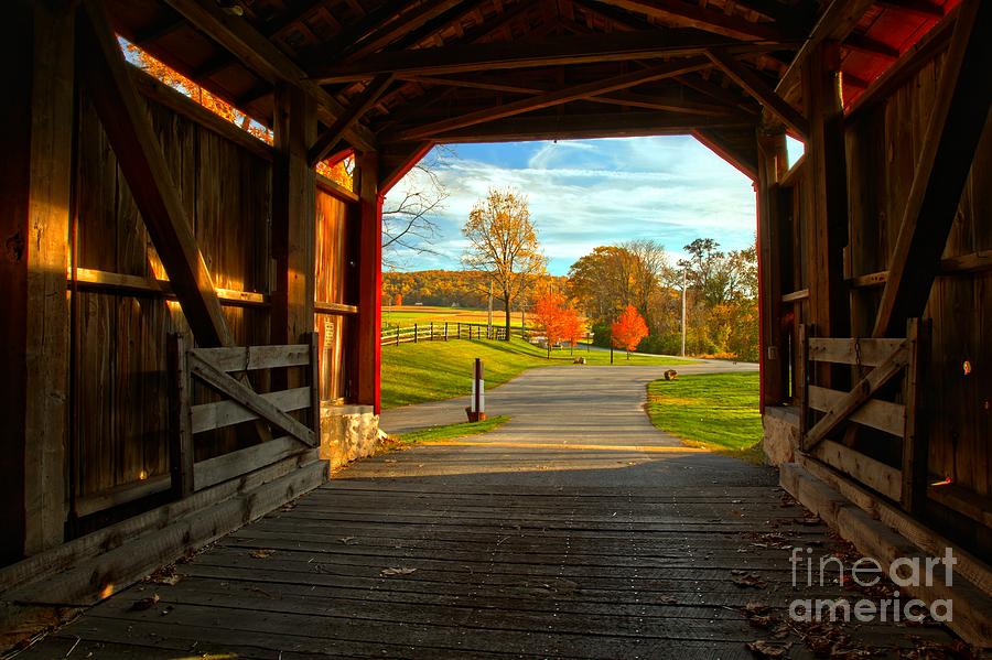 Pool Forge Photograph - Lancaster County Covered Bridge Frame by Adam Jewell